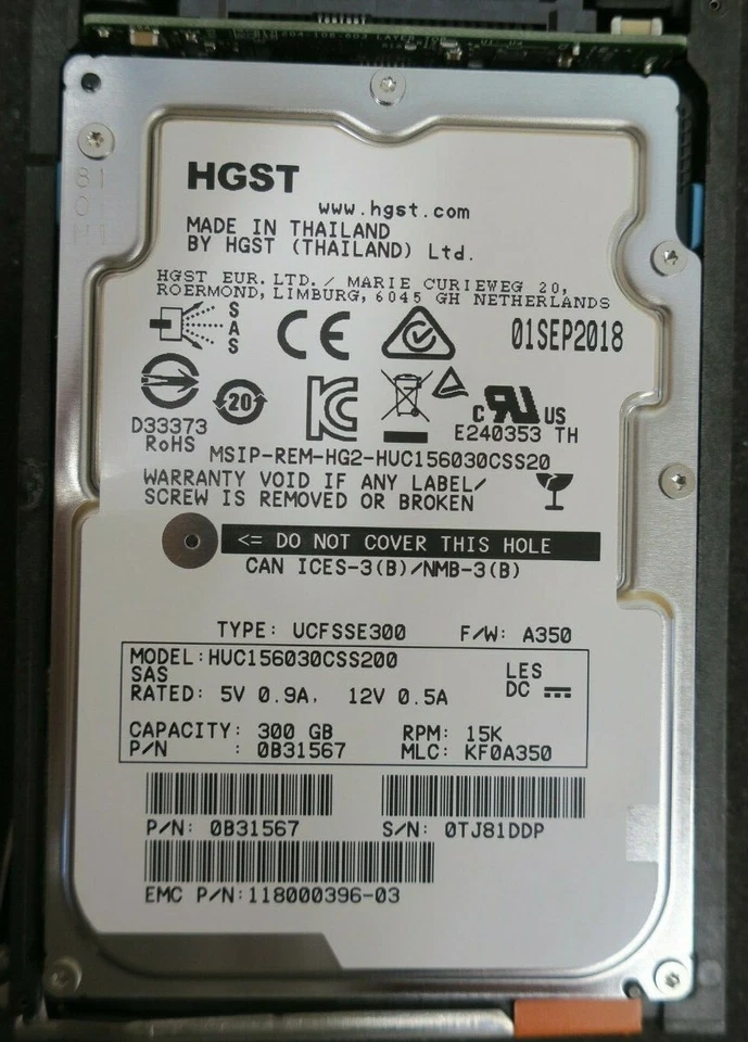 EMC 300GB 15K 2.5" SAS Hard Drive 005050933 V4-2S15-300 V6-2S15-300 SAN VNX VNXe - Image 4 of 4