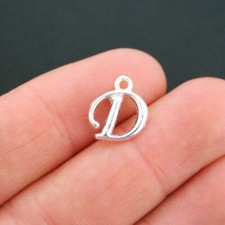 5 Letter D Charms Antique Silver Tone Cursive Alphabet - SC5351