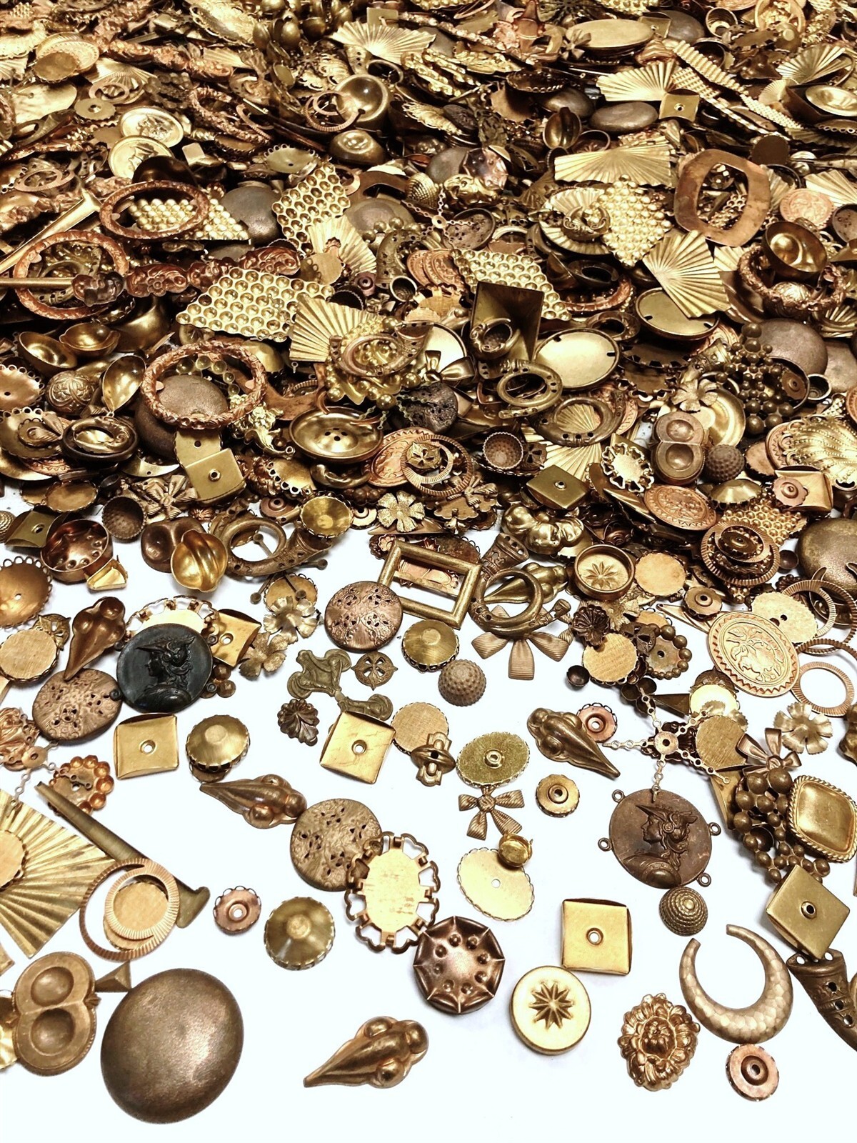 1/2 Pound Vintage Patina Aged Solid Brass Stampings Findings & Settings Lot 1589