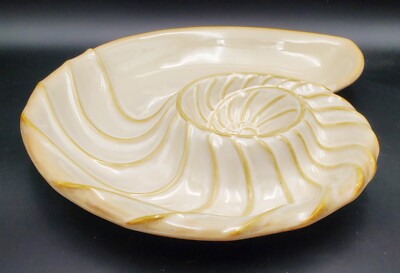 16'' Tan Nautilus Sonoma Figural Seaside Shell Chips & Dip Serving Plate Platter