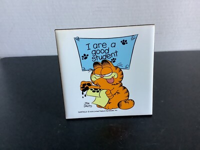 Garfield the Cat Tile Plaque ''I Are a Good Student'' Jim Davis by Enesco 1978