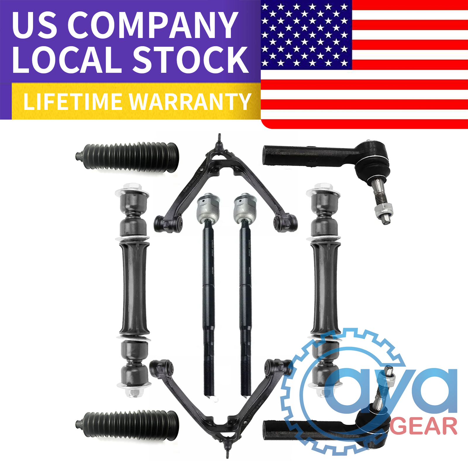 10pc Front Lower Control Arms & Tie Rods for Chevy Silverado GMC Sierra 1500 Tahoe