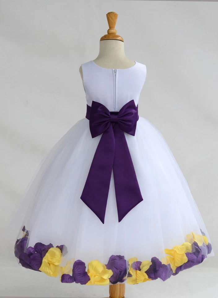 CUSTOMIZE WHITE FLOWER GIRL DRESS ROSE PETAL PARTY PAGEANT 6-9M 2 4 6 8 10 12 14 - Image 4 of 4