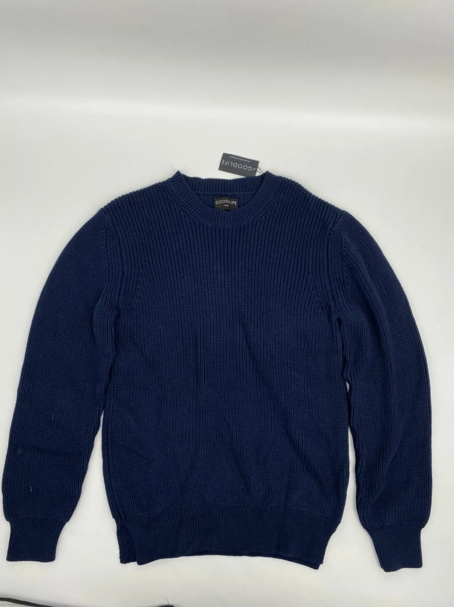 New Good Life mens crew neck sweater Sz L navy cotton knit U322 eBay