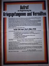 Aufruf zur Registrierung von Kriegsgefangenen und Vermi&szlig;ten 1950 +Faksimile+