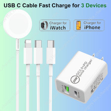 For Apple Watch Series 10 9 8 7 6 iPhone USB C Magnetic Cable 20W Fast Charger