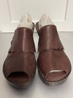 BORN Brown LEATHER Wedge MULES Clogs Slip On Heels Comfortable Sz 10 — photo 1