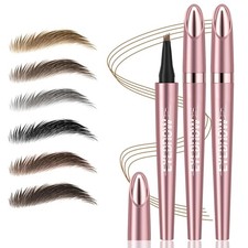 2Pcs Microblading Eyebrow Pen, Long-Lasting Waterproof Eyebrow Pencil with 4-For