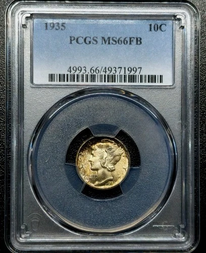 1 Dime 1935 "Mercury Dime" Liberty Wearing Federal United States MS66 FB PCGS!!!