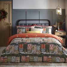 Image of furn. Christmas Spirit Festive Duvet Cover Set – Heritage Town Scene Reversib...