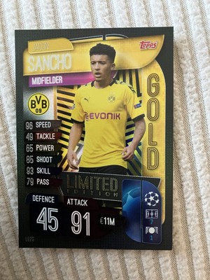 Topps Match Attax Jadon Sancho Borussia Dortmund Limited Edition Gold Rookie RC