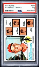 1973 TOPPS #296 REDS MGR./COACHES PSA 7