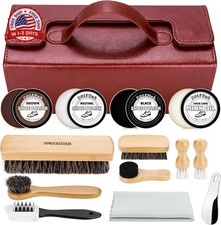 Shoe Shine Kit - 15 PCS Shoe Polish Kit, Leather Boot Care Kit with Hors