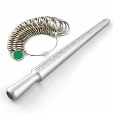 Metal Ring Size Gauges Set Measuring Ring with Mandrel Sizer Finger Sizing HO