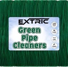 Pipe Cleaners Craft - 100 Pcs Green Chenille Stems, 6mm x 12 Inch Fuzzy 