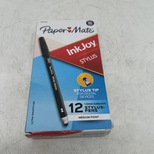 InkJoy Black Ballpoint & Stylus Pen Set - 12 Pack, Effortless Writing Solutions