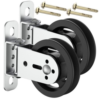 Gym Pulley Blocks,3.46in/90mm Wall Mount Fixed Pulley Wheel Rotation 180