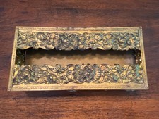 Vtg MCM Hollywood Regency Gold Floral Design Kleenex Tissue Box Holder OS