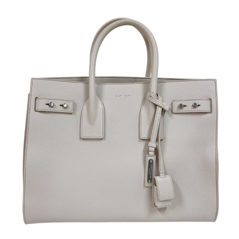 SAINT LAURENT Sac deRomantik Jour Small Ivory Calf Leather Handbag with Silver Hardware #2942