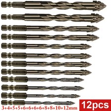 12PCS Quad Edge Sawtooth Drill Bit High Strength 4 Flute Serrated Eccentric Set