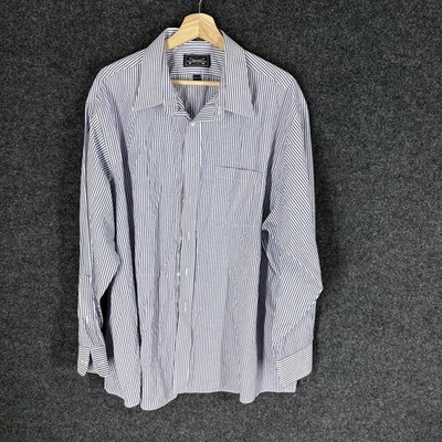 The Arrow Company Shirt Men 34/35 Blue Striped Button Up Collared Long Sleeve
