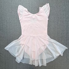 Pink Ballet Leotard with Mesh Tutu Skirt Flutter Sleeves Kids Large 1096