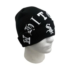 Chicago White Sox Blackletter Beanie New Era Knit hat OSFM Black Mlb