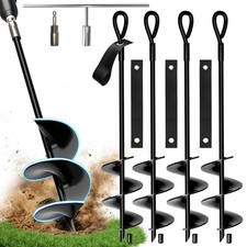 18 Inch Heavy Duty Ground Anchors Screw in, 4 Pack Spiral Trampoline Stakes w...