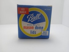 Ball Vintage  Mason Jar Wide Mouth Dome Lids Red Rubber White Enamel
