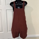 Yeokou Fashion Womens Brown Cotton/Linen Button straps,  Romper M NEW  — photo 4