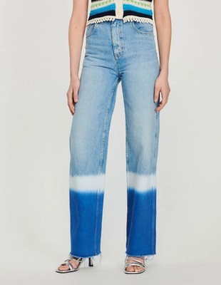 Sandro Paris Damen Jeans Dip Dye Effekt Wide Leg High Rise Denim Gr. 40 L