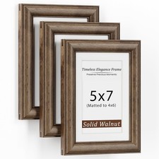 5x7 Picture Frame, USA-Sourced Walnut Wood Frame with Tempered Glass, Display...
