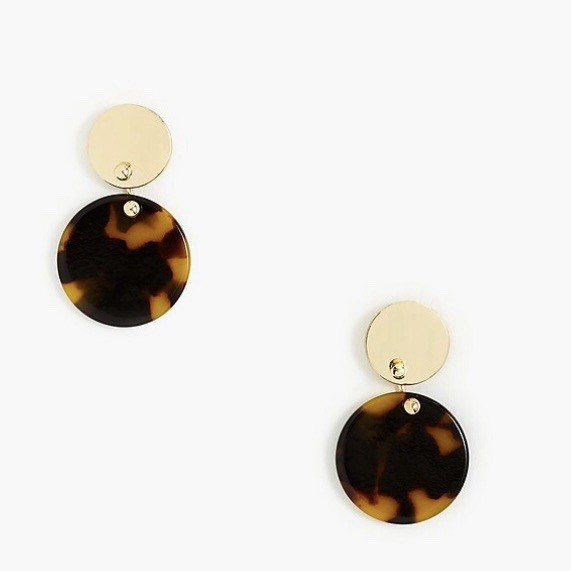 J.Crew Tortoise Shell Earrings Dangle Drop Gold B… - image 1