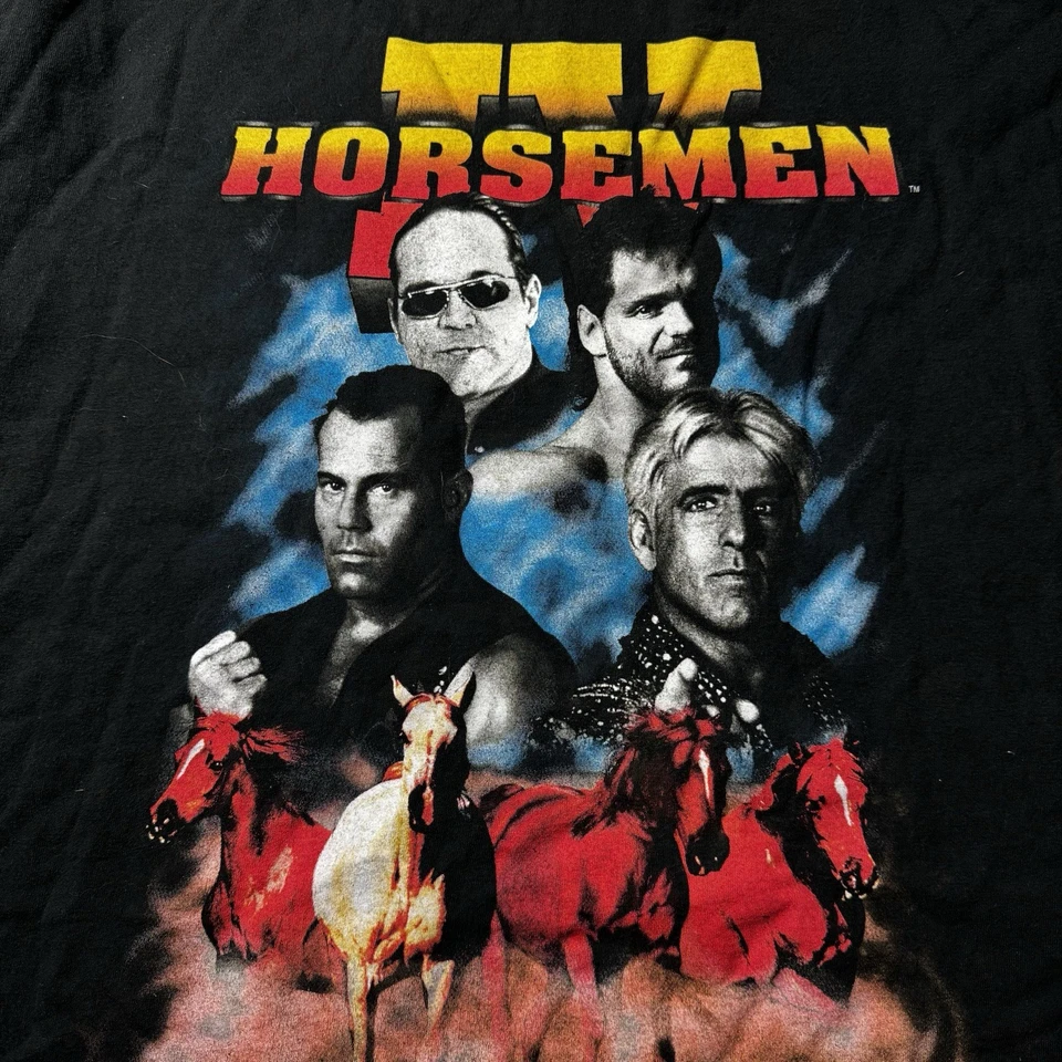 RARE WCW FOUR IV HORSEMEN 1998 WRESTLING T SHIRT 90s RIC FLAIR BLACK 2XL - Image 2 of 4