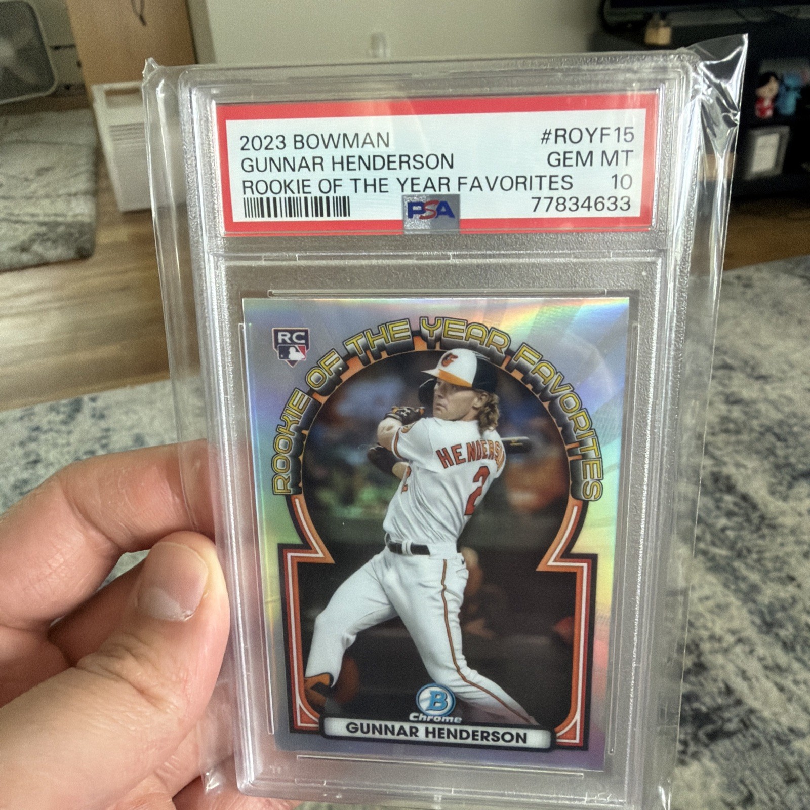 Gunnar Henderson 2023 Bowman Rookie of the Year Favorites #ROYF-15 (RC) PSA 10
