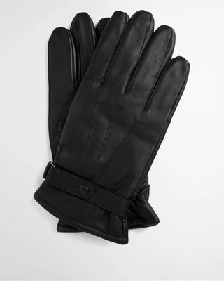 Barbour Men's Burnished Leather Thinsulate Gloves Black Sz Large