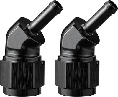 10AN Female to 5/16 Barb 45 Degree Hose Fitting Adapter Swivel Aluminum Black*2