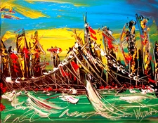 BLUE SKY   █ MODERN CANVAS  original  painting ABSTRACT ART █NO RES██GR5G