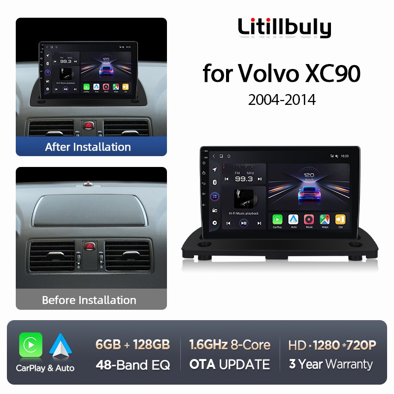 Android13 Carplay Autoradio DSP GPS Navi Für Volvo XC90 2004-2014 DAB+SWC BT 5.0