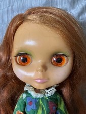 Vintage 1972 Kenner Blythe Doll Red Hair 7 Line Stamp Original Dress Eyes Work