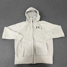 Under Armour Hoodie Mens Small Gray Full Zip Fleece Logo Pockets Training
