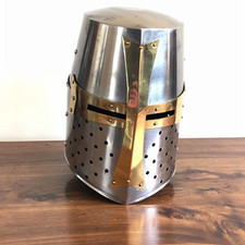 Templar Crusader Knight Helmet   Medieval Steel Armor Helm Replica