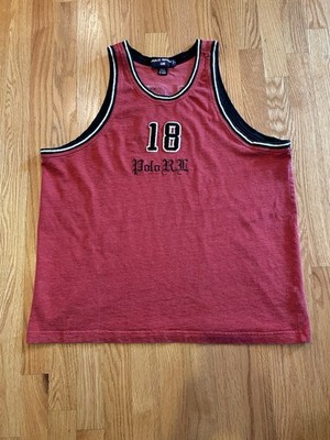 Vintage Polo Ralph Lauren Sport Tank Top 90s Hip Hop Red Sz Large