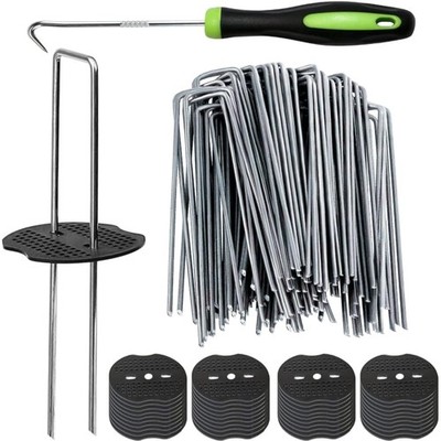Bodendübel Set 100 Stück + 100 Unterlegscheiben, Verzinkte Bodendübel für Unk...