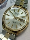 Vintage Seiko Automatic 7006-8007 17j Day Date Two-Tone Mens Watch Sunburst