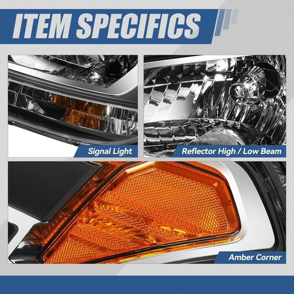 Par de faros halógenos para Kia Soul 2010-2011 carcasa negra ámbar esquina L+R Foto 3 de 4