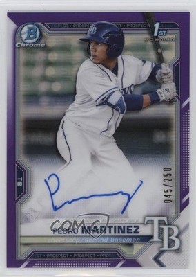 2021 Bowman Chrome Prospect Purple Refractor 45/250 Pedro Martinez Auto 1cc7