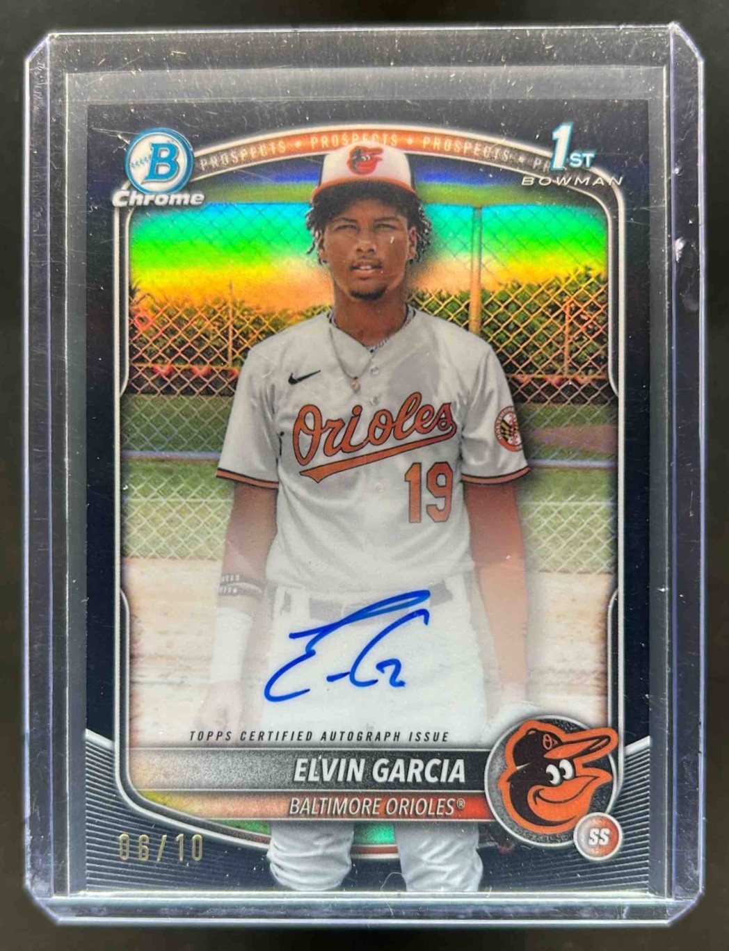 2025 Bowman Chrome Elvin Garcia Auto 1st Black Refractor #6/10 Orioles