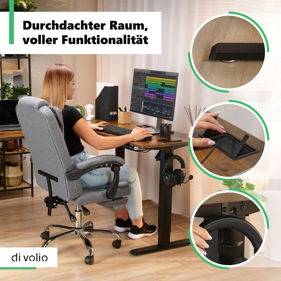 Eckschreibtisch Trani – elektrisch, höhenverstellbar, Memoryfunktion di volio - Bild 3 von 4