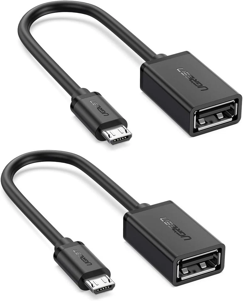 2 Pack Micro USB to USB OTG Adapter Cables for Samsung and More - Black - Image 3 of 4